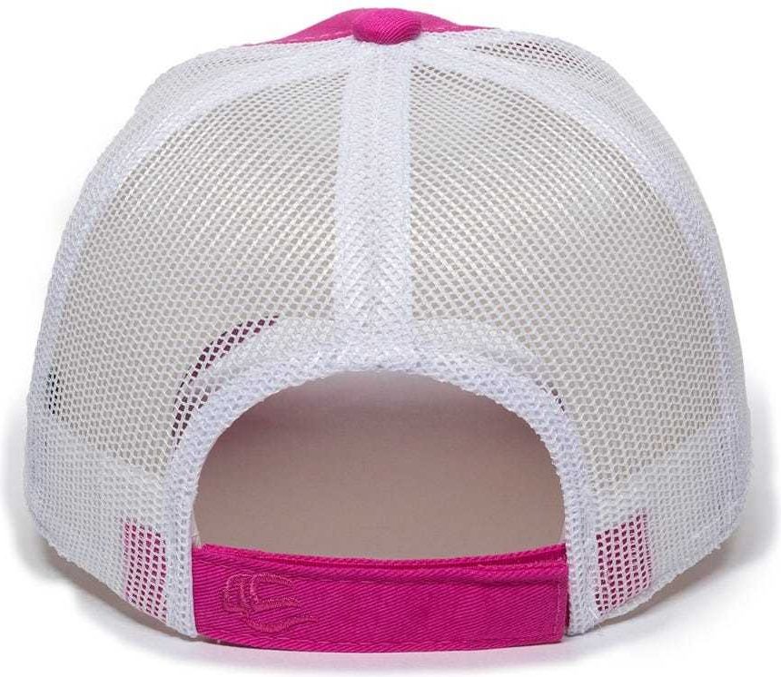 OC Sports FWT-130L Adjustable Mesh Back Cap - Fuchsia White | HIT a Double