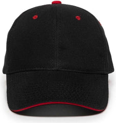 OC Sports GL-845 Contrasting Sandwich, Button and Eyelet Cap - Black Red | HIT a Double