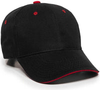 OC Sports GL-845 Contrasting Sandwich, Button and Eyelet Cap - Black Red | HIT a Double