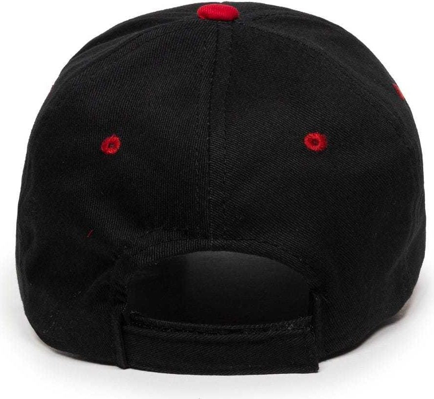 OC Sports GL-845 Contrasting Sandwich, Button and Eyelet Cap - Black Red | HIT a Double