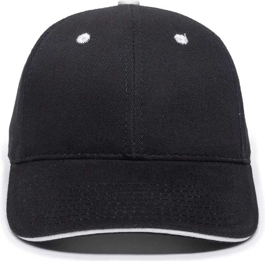 OC Sports GL-845 Contrasting Sandwich, Button and Eyelet Cap - Black White | HIT a Double