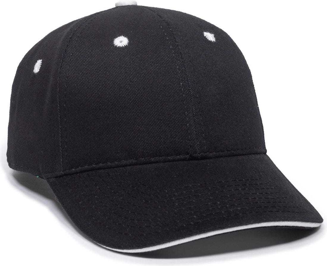 OC Sports GL-845 Contrasting Sandwich, Button and Eyelet Cap - Black White | HIT a Double