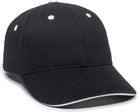 OC Sports GL-845 Contrasting Sandwich, Button and Eyelet Cap - Black White | HIT a Double