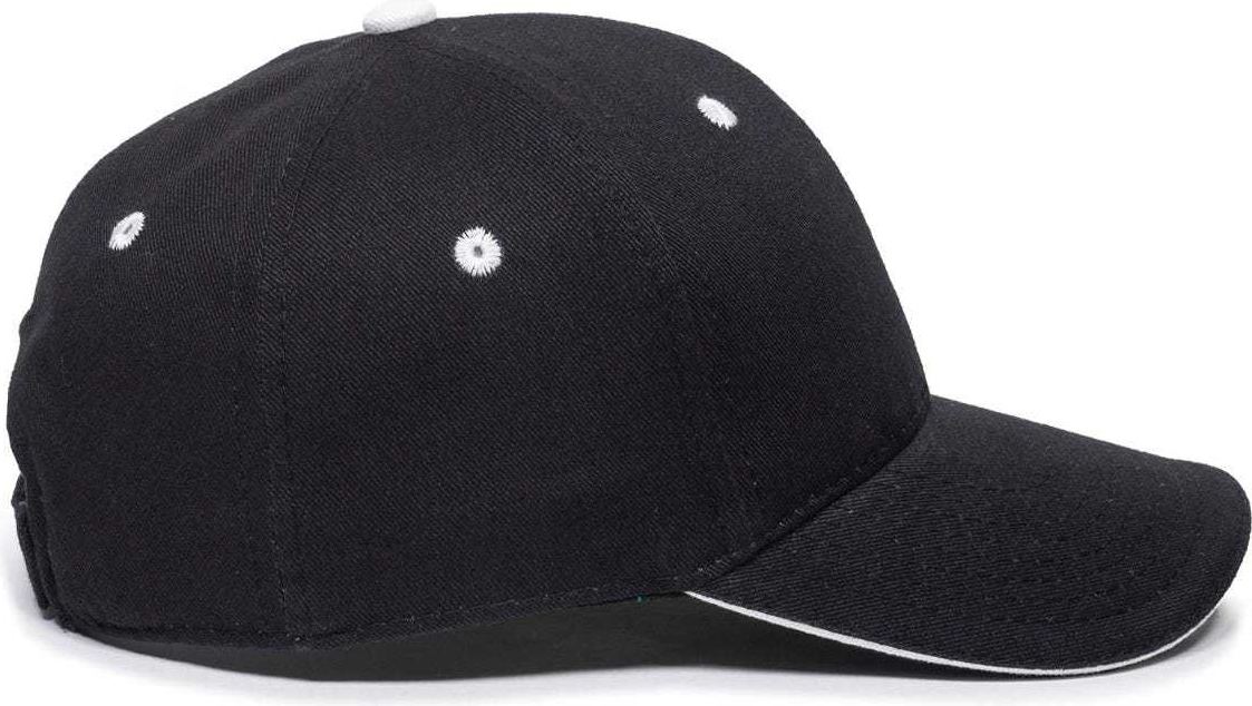 OC Sports GL-845 Contrasting Sandwich, Button and Eyelet Cap - Black White | HIT a Double