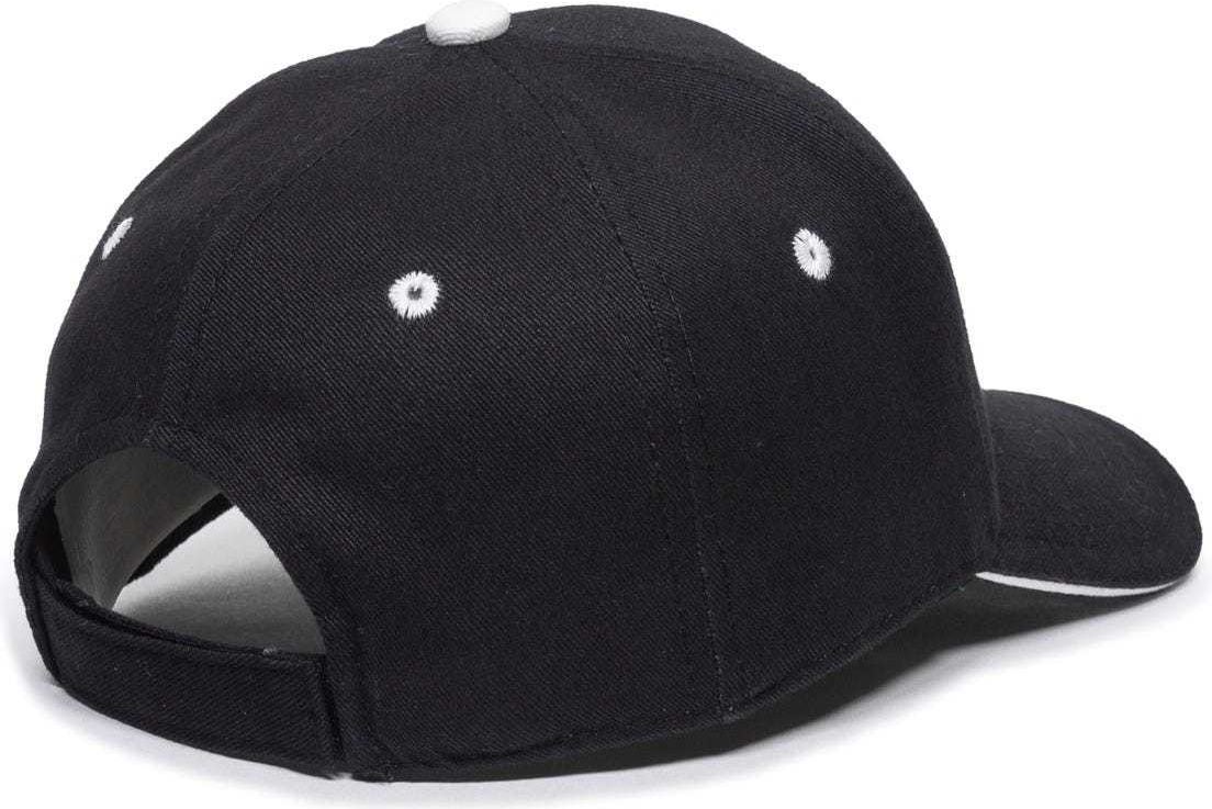 OC Sports GL-845 Contrasting Sandwich, Button and Eyelet Cap - Black White | HIT a Double
