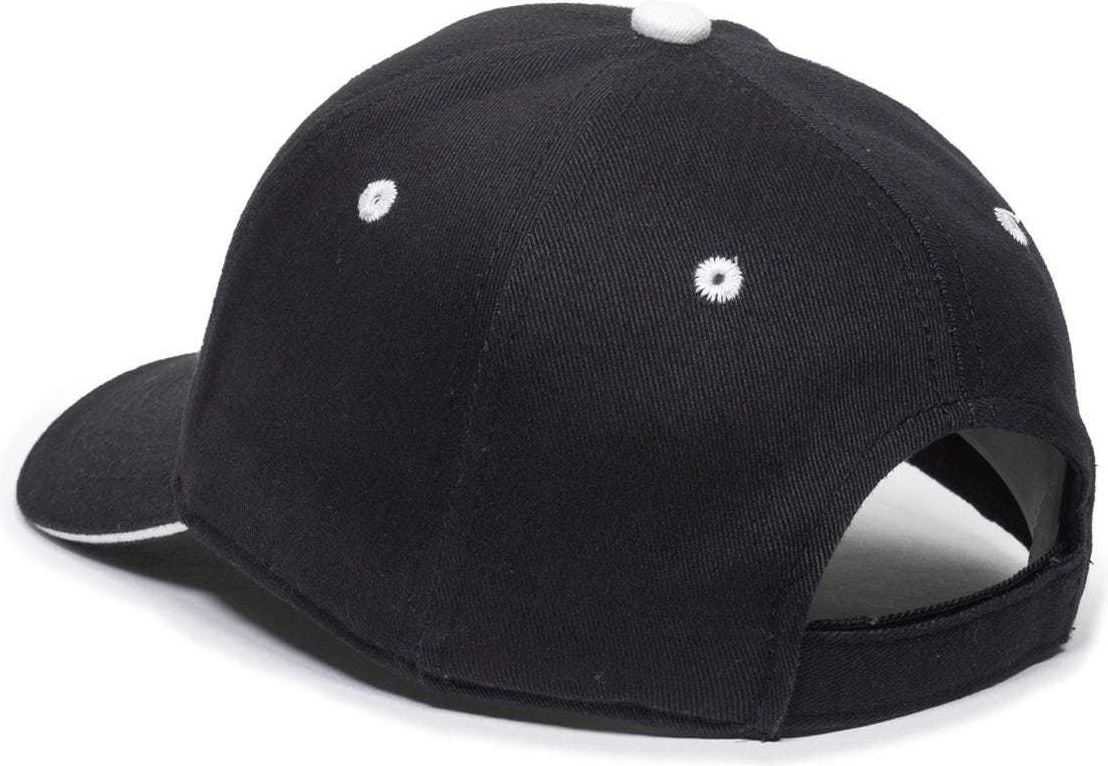 OC Sports GL-845 Contrasting Sandwich, Button and Eyelet Cap - Black White | HIT a Double