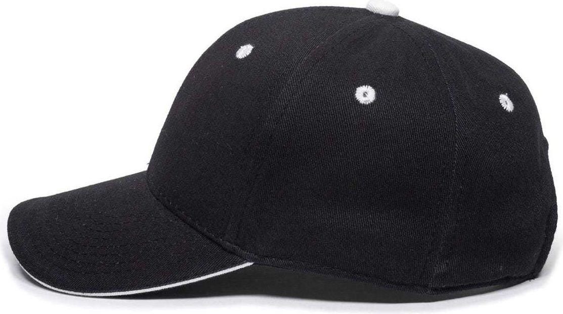 OC Sports GL-845 Contrasting Sandwich, Button and Eyelet Cap - Black White | HIT a Double