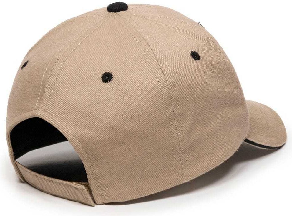 OC Sports GL-845 Contrasting Sandwich, Button and Eyelet Cap - Khaki Black | HIT a Double