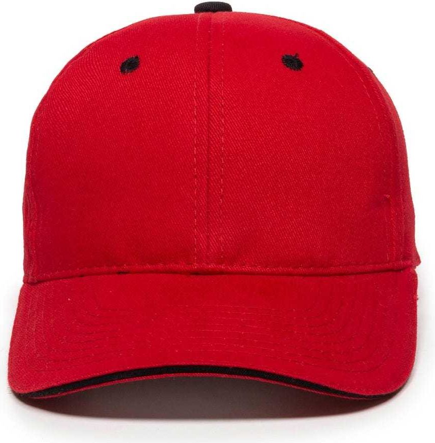 OC Sports GL-845 Contrasting Sandwich, Button and Eyelet Cap - Red Black | HIT a Double