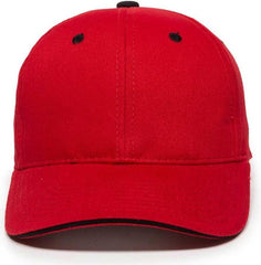 OC Sports GL-845 Contrasting Sandwich, Button and Eyelet Cap - Red Black | HIT a Double