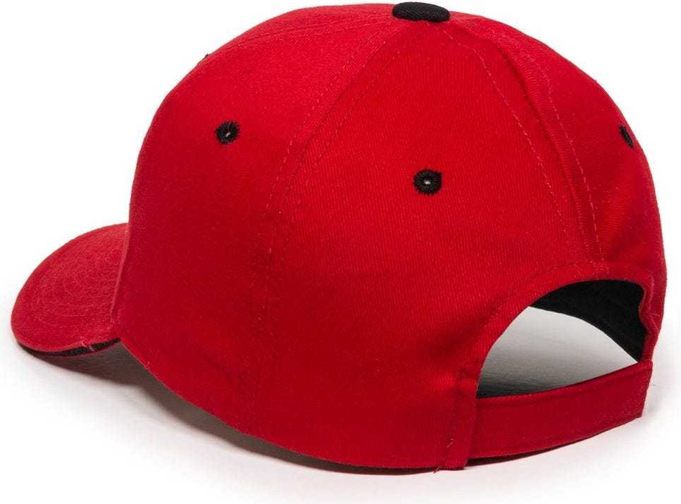 OC Sports GL-845 Contrasting Sandwich, Button and Eyelet Cap - Red Black | HIT a Double