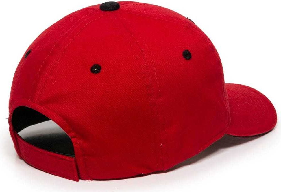 OC Sports GL-845 Contrasting Sandwich, Button and Eyelet Cap - Red Black | HIT a Double