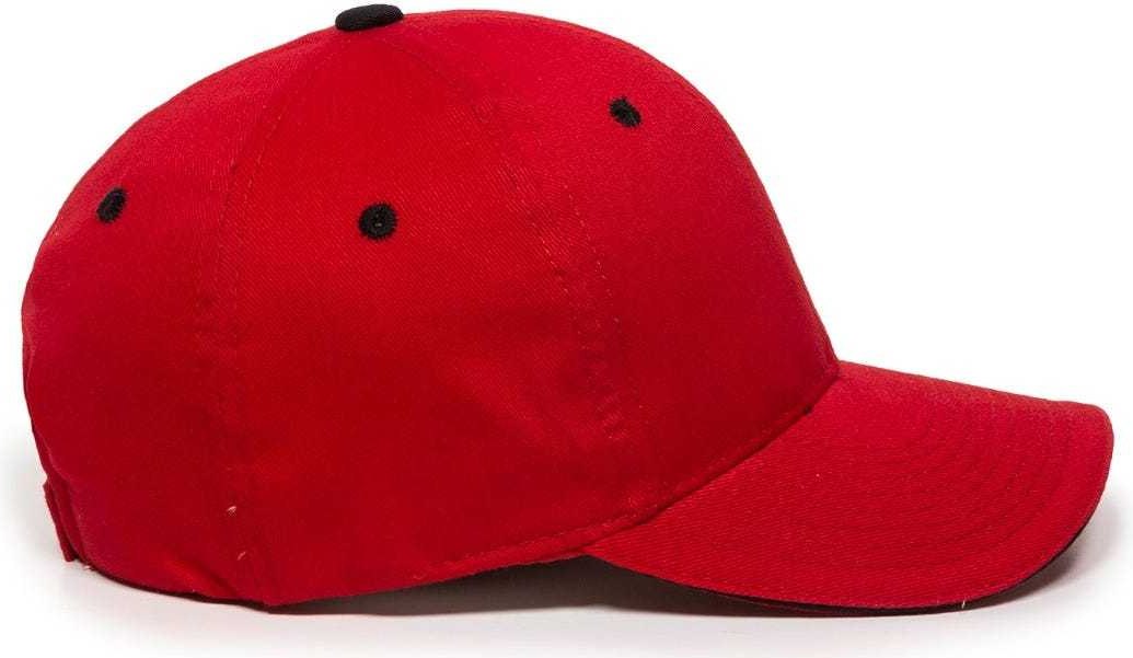 OC Sports GL-845 Contrasting Sandwich, Button and Eyelet Cap - Red Black | HIT a Double