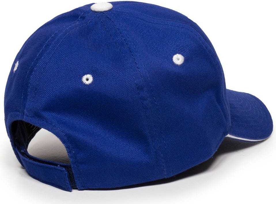 OC Sports GL-845 Contrasting Sandwich, Button and Eyelet Cap - Royal White | HIT a Double