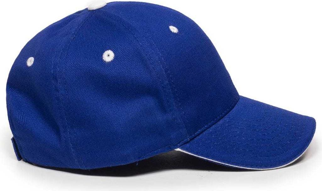 OC Sports GL-845 Contrasting Sandwich, Button and Eyelet Cap - Royal White | HIT a Double