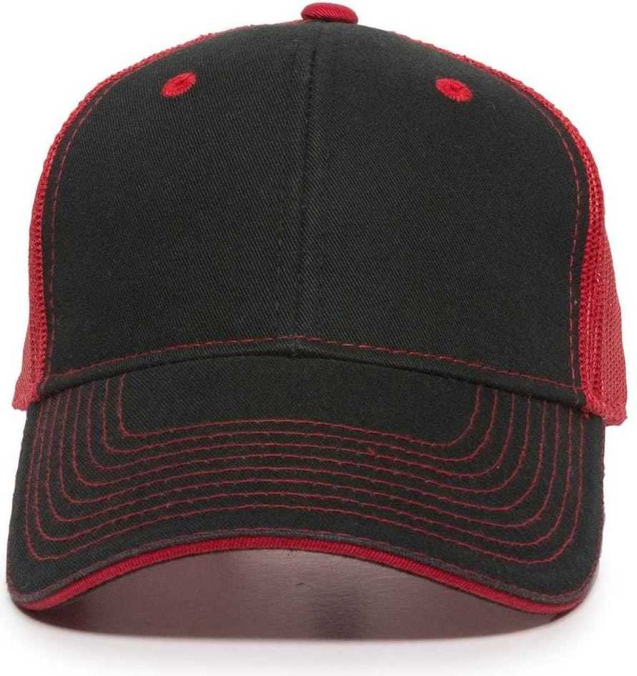 OC Sports GWT-101M Adjustable Mesh Back Cap - Black Red | HIT a Double
