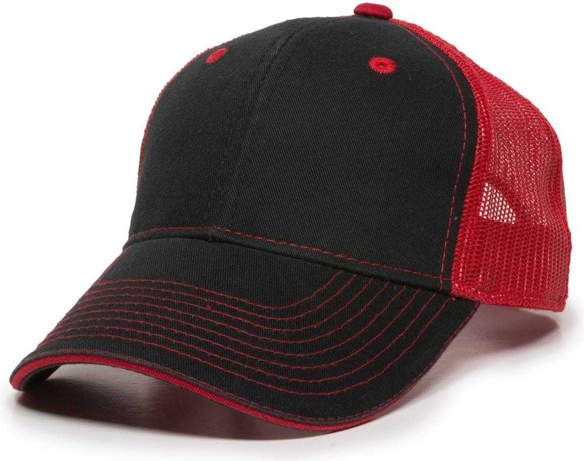 OC Sports GWT-101M Adjustable Mesh Back Cap - Black Red | HIT a Double
