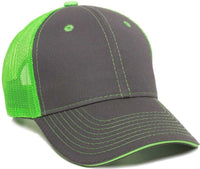 OC Sports GWT-101M Adjustable Mesh Back Cap - Charcoal Neon Green | HIT a Double