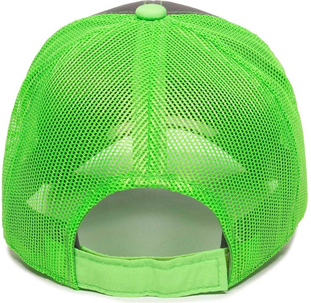 OC Sports GWT-101M Adjustable Mesh Back Cap - Charcoal Neon Green | HIT a Double
