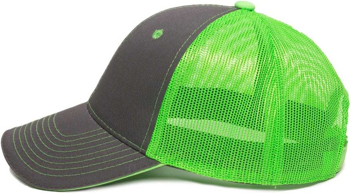OC Sports GWT-101M Adjustable Mesh Back Cap - Charcoal Neon Green | HIT a Double