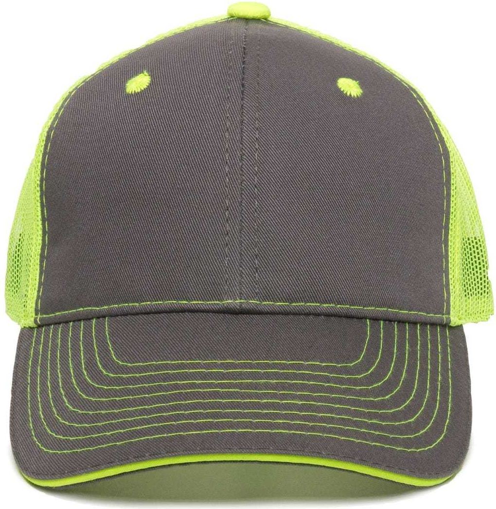 OC Sports GWT-101M Adjustable Mesh Back Cap - Charcoal Neon Yellow | HIT a Double