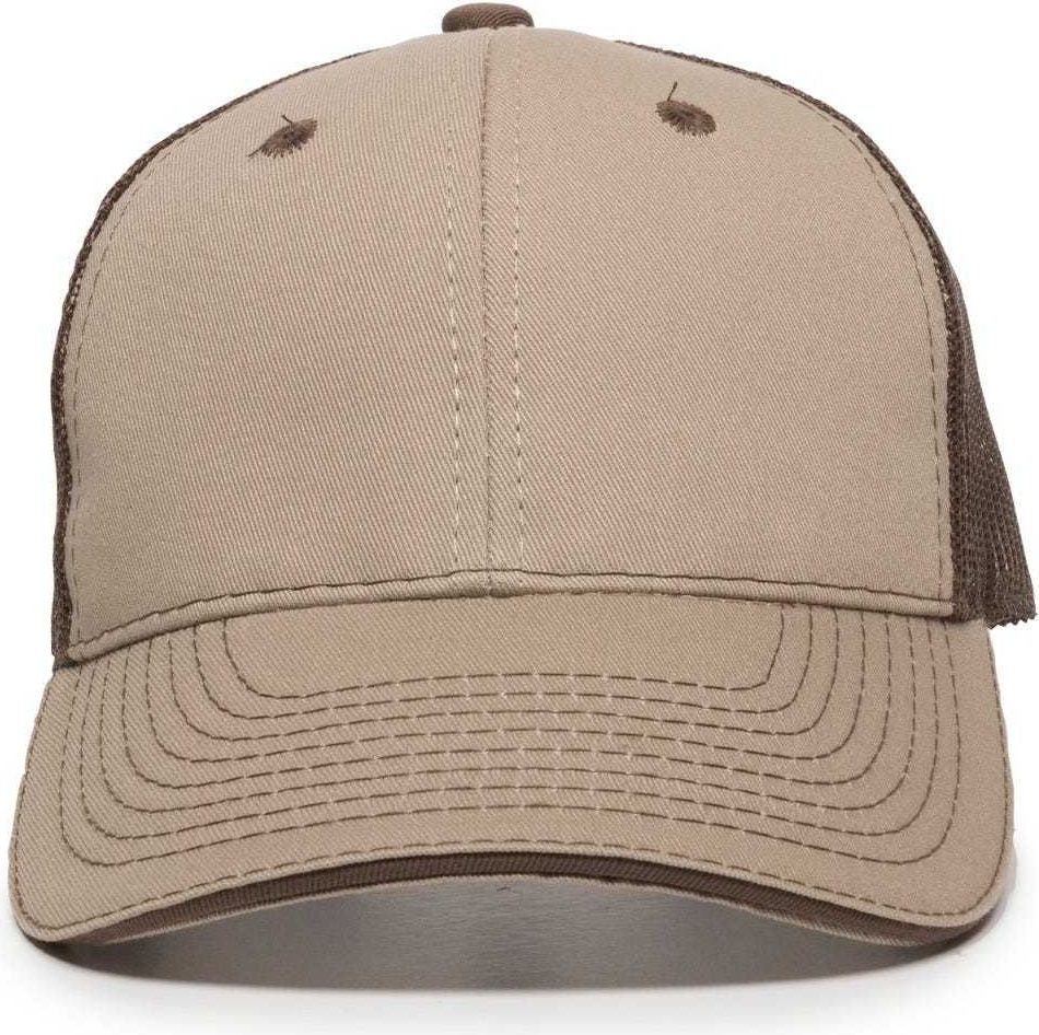 OC Sports GWT-101M Adjustable Mesh Back Cap - Khaki Dark Brown | HIT a Double