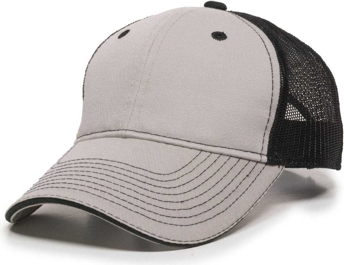 OC Sports GWT-101M Adjustable Mesh Back Cap - Light Grey Black | HIT a Double