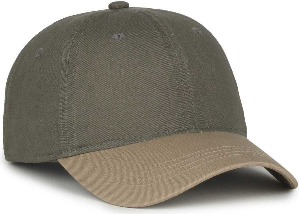 OC Sports GWT-111 Adjustable Strap Garment Wash Cotton Cap - Ol Khaki | HIT a Double