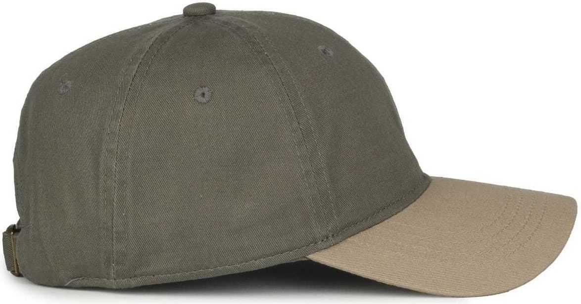 OC Sports GWT-111 Adjustable Strap Garment Wash Cotton Cap - Ol Khaki | HIT a Double