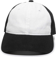 OC Sports GWT-111 Adjustable Strap Garment Wash Cotton Cap - White Black | HIT a Double