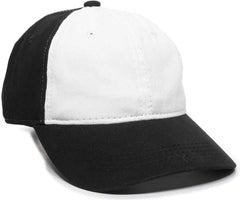 OC Sports GWT-111 Adjustable Strap Garment Wash Cotton Cap - White Black | HIT a Double