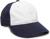 OC Sports GWT-111 Adjustable Strap Garment Wash Cotton Cap - White Navy | HIT a Double