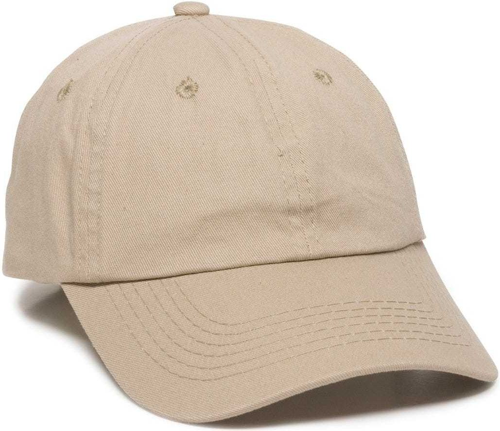 OC Sports GWT-116  Adj. Garment Wash Cotton Baseball Cap - Khaki | HIT a Double