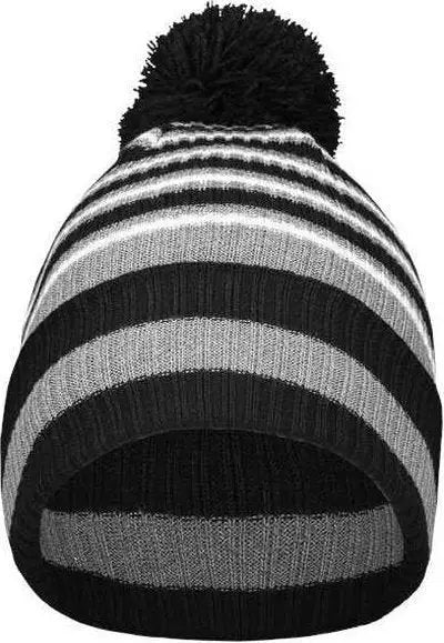 Holloway 223815 8 1/2’’ Spirit Pom Beanie - Black Heather Gray White - Black Gray / One Size fits Most