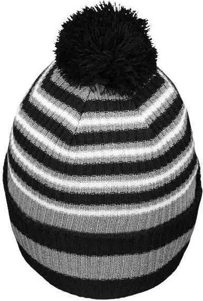 Holloway 223815 8 1/2’’ Spirit Pom Beanie - Black Heather Gray White - Black Gray / One Size fits Most