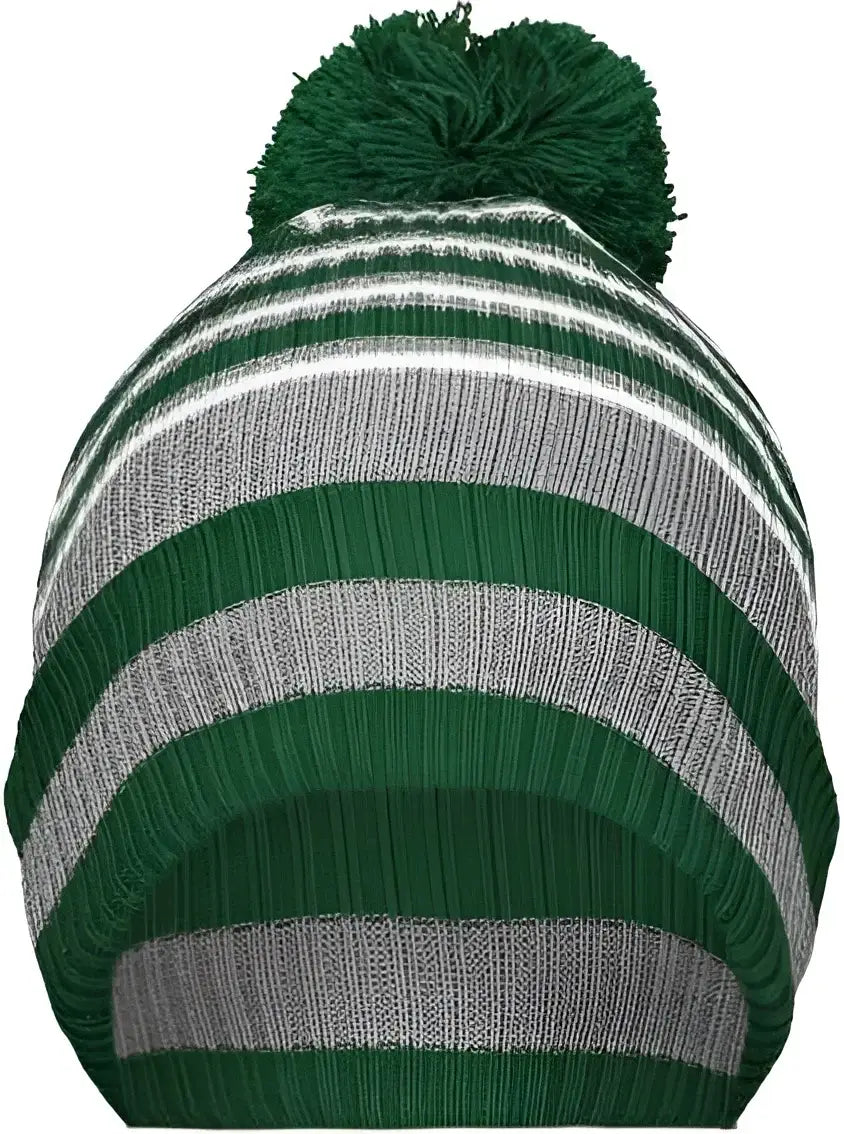 Holloway 223815 8 1/2’’ Spirit Pom Beanie - Dark Green Heather Gray White - Dark Green Gray / One Size fits Most