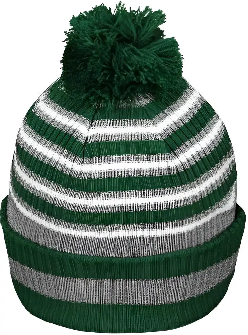 Holloway 223815 8 1/2’’ Spirit Pom Beanie - Dark Green Heather Gray White - Dark Green Gray / One Size fits Most