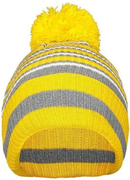 Holloway 223815 8 1/2’’ Spirit Pom Beanie - Gold Heather Gray White - Gold Gray / One Size fits Most