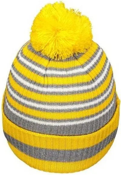 Holloway 223815 8 1/2’’ Spirit Pom Beanie - Gold Heather Gray White - Gold Gray / One Size fits Most