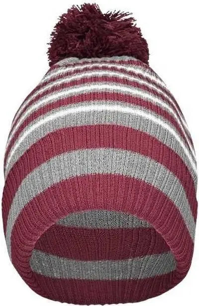Holloway 223815 8 1/2’’ Spirit Pom Beanie - Maroon Heather Gray White - Maroon Gray / One Size fits Most