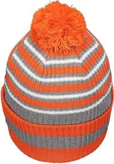 Holloway 223815 8 1/2’’ Spirit Pom Beanie - Orange Heather Gray White - Orange Gray / One Size fits Most