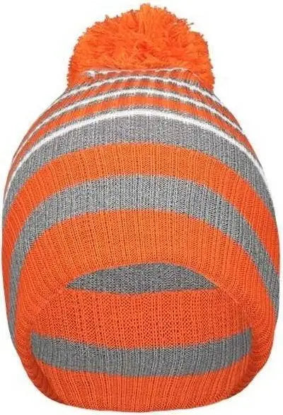 Holloway 223815 8 1/2’’ Spirit Pom Beanie - Orange Heather Gray White - Orange Gray / One Size fits Most