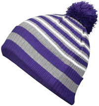 Holloway 223815 8 1/2’’ Spirit Pom Beanie Purple Heather Gray White Purple Gray / One Size fits Most