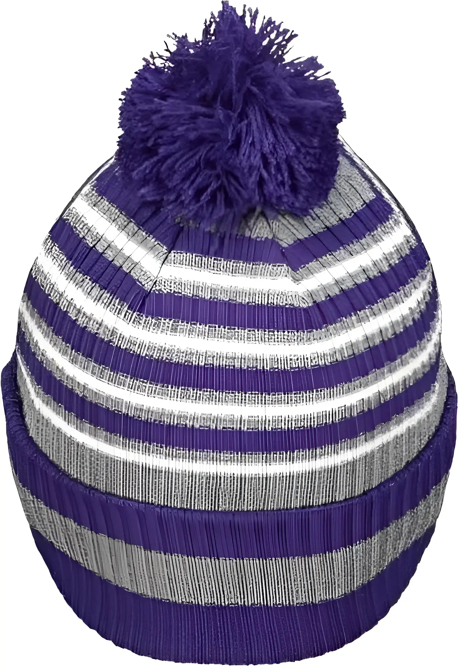 Holloway 223815 8 1/2’’ Spirit Pom Beanie - Purple Heather Gray White - Purple Gray / One Size fits Most