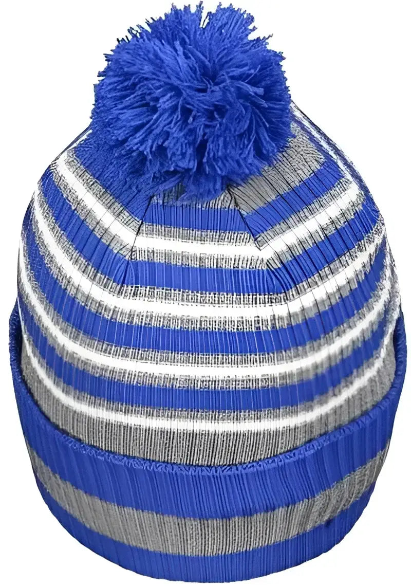 Holloway 223815 8 1/2’’ Spirit Pom Beanie - Royal Heather Gray White - Royal Gray / One Size fits Most
