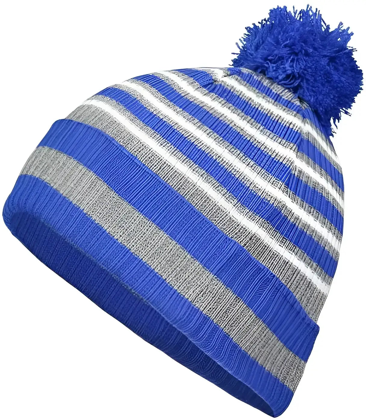 Holloway 223815 8 1/2’’ Spirit Pom Beanie Royal Heather Gray White Royal Gray / One Size fits Most