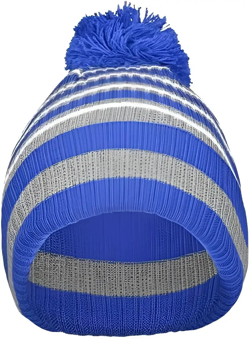 Holloway 223815 8 1/2’’ Spirit Pom Beanie - Royal Heather Gray White - Royal Gray / One Size fits Most