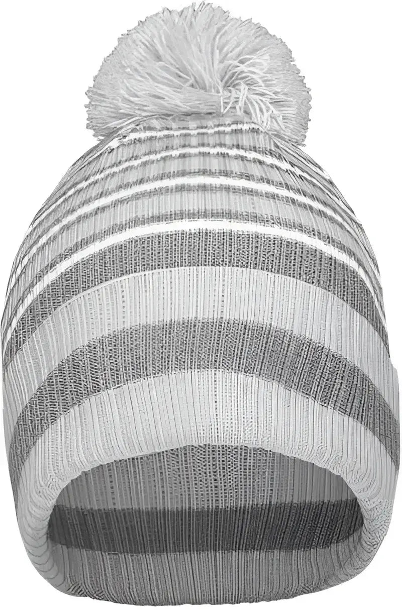 Holloway 223815 8 1/2’’ Spirit Pom Beanie - Silver Heather Gray White - Light GrayGray / One Size fits Most