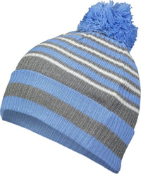 Holloway 223815 Spirit Pom Beanie - Columbia Blue Heather Gray White - Columbia Blue Gray / OS