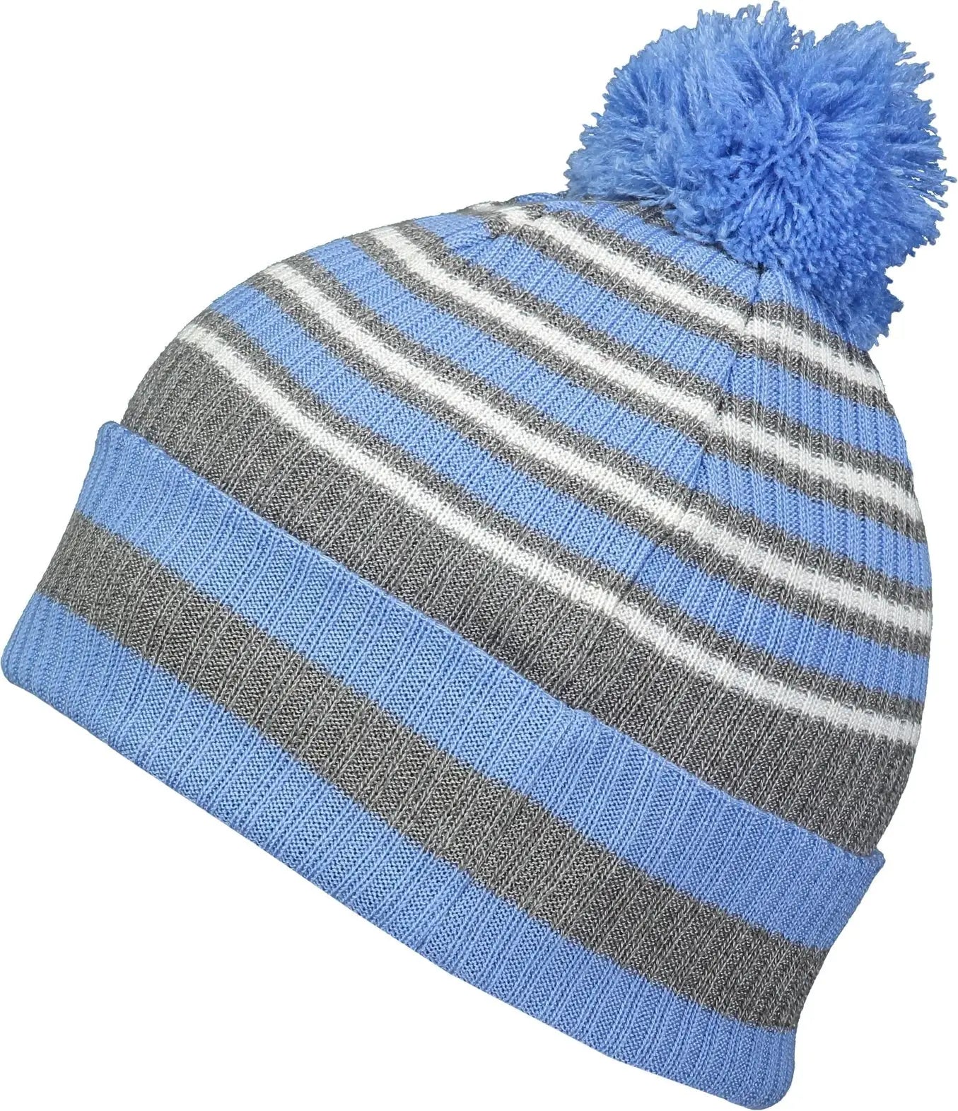 Holloway 223815 Spirit Pom Beanie - Columbia Blue Heather Gray White - Columbia Blue Gray / OS